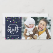 明るいカラフルとクリスマスのライト写真 シーズンカード (正面)