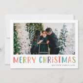 明るいカラフルとクリスマスの家族の写真 シーズンカード (正面)