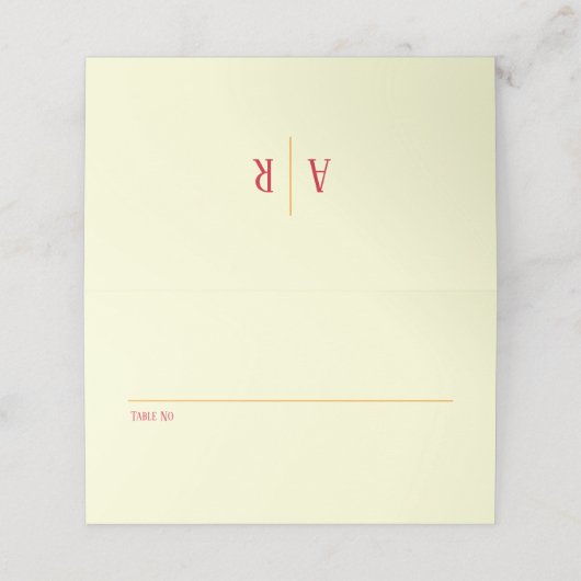 明るいカラフルとピンクの赤とオレンジのフローラ結婚の プレイスカード (外部開封)