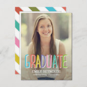 明るいカラフルと卒業発表/招待状 インビテーションポストカード (正面/裏面)