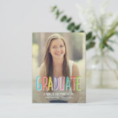 明るいカラフルと卒業発表/招待状 インビテーションポストカード (スタンド正面)