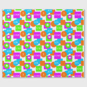 明るいカラフルと幾何カスタマイズ誕生日 ラッピングペーパー (フラット)