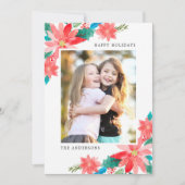 明るいカラフルと水の色のポインセティアス写真 シーズンカード (正面)