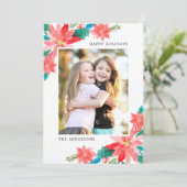 明るいカラフルと水の色のポインセティアス写真 シーズンカード (スタンド正面)