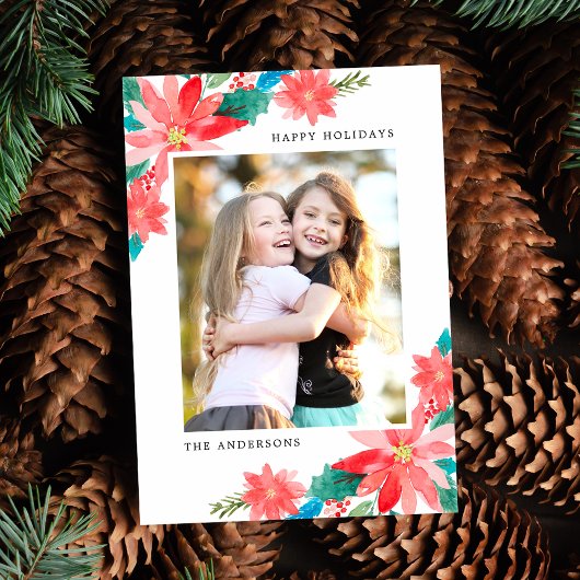 明るいカラフルと水の色のポインセティアス写真 シーズンカード