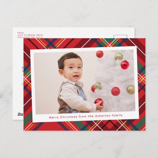 明るいカラフルのクリスマスプレド1枚 シーズンポストカード (正面/裏面)