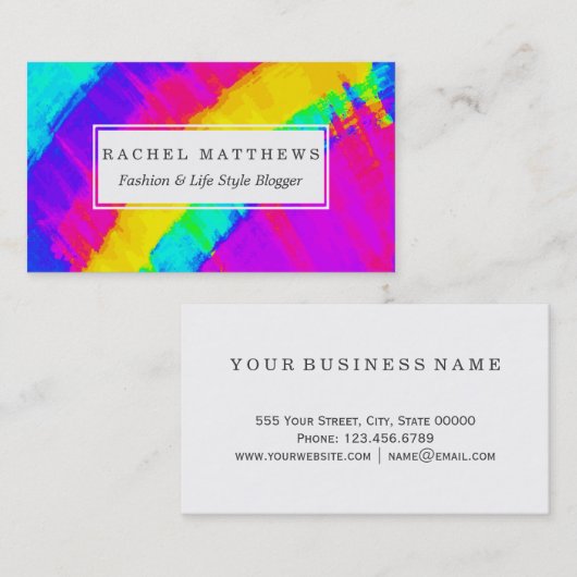 明るいカラフルの抽象芸術ブラシストローク虹 名刺 (正面/裏面)