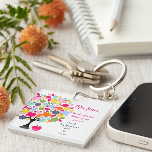 明るいカラフルの救済リンゴの木の私たちは成長する キーホルダー (正面右)