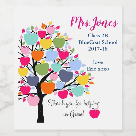 明るいカラフルの救済リンゴの木の私たちは成長する ワインラベル (シングルラベル)