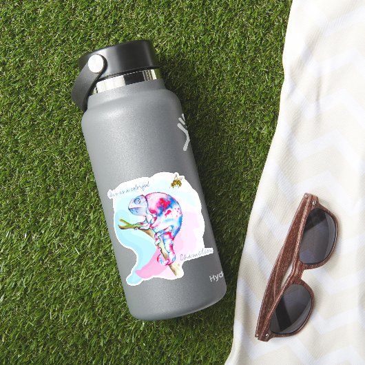 明るいカラフルの水の色カメレオンとビー。 シール (HydroFlaskインサイチュ)