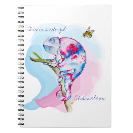 明るいカラフルの水の色カメレオンとビー。 ノートブック