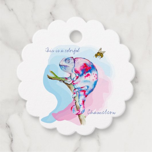 明るいカラフルの水の色カメレオンとビー。 フェイバータグ (正面)