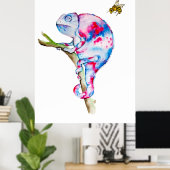 明るいカラフルの水の色カメレオンとビー。 ポスター (ホームオフィス)