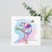 明るいカラフルの水の色カメレオンとビー。 招待状 (スタンド正面)