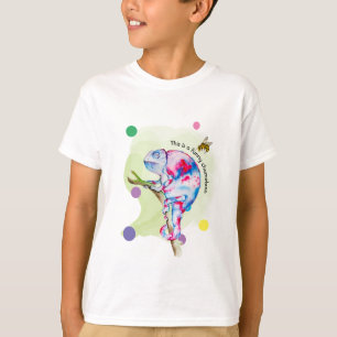 明るいカラフルの水の色カメレオンとビー。 Tシャツ