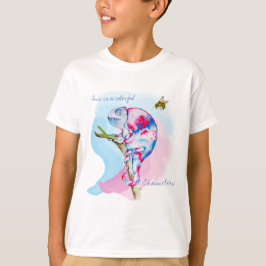 明るいカラフルの水の色カメレオンとビー。 Tシャツ