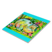 明るいカラフルの海馬と鳥 タイル (側面)