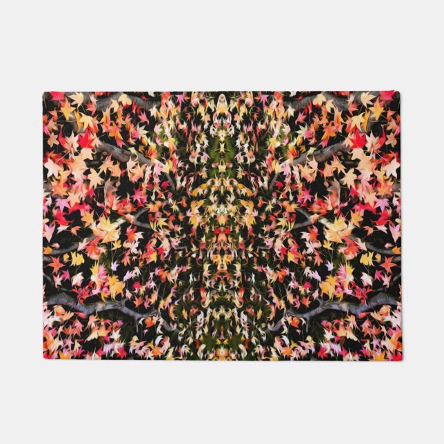 明るいカラフルもみじの葉 ドアマット (正面)