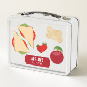 明るいカラフルキッズヘルシーランチ名前をカスタムする メタルランチボックス (裏面)