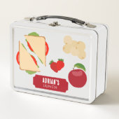 明るいカラフルキッズヘルシーランチ名前をカスタムする メタルランチボックス (正面)