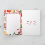 明るいカラフルキャンディーとオレンジのクリスマス カード (内部)