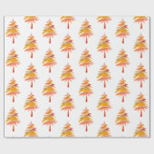 明るいカラフルクお洒落リスマスツリーパターン ラッピングペーパー (フラット)