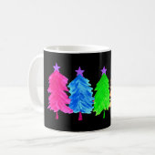 明るいカラフルクリスマスツリー コーヒーマグカップ (正面左)