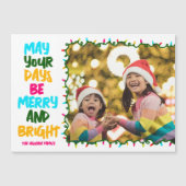 明るいカラフルクリスマスライトフォトマグネットカード (正面)