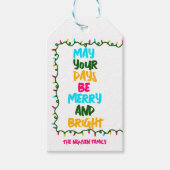 明るいカラフルクリスマスライトフォトマグネットカード ギフトタグ (正面)