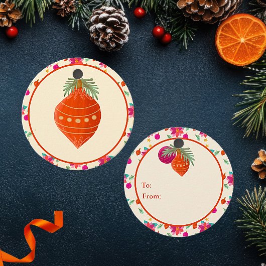 明るいカラフルクリスマス フェイバータグ