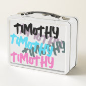 明るいカラフルグラフィティスタイルカッコいいキッズ名 メタルランチボックス (裏面)