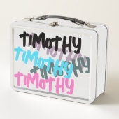 明るいカラフルグラフィティスタイルカッコいいキッズ名 メタルランチボックス (正面)