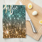 明るいカラフルグリッター キッチンタオル (四つ折り)