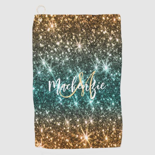 明るいカラフルグリッター ゴルフタオル (正面)