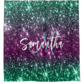 明るいカラフルグリッター シャワーカーテン (正面)