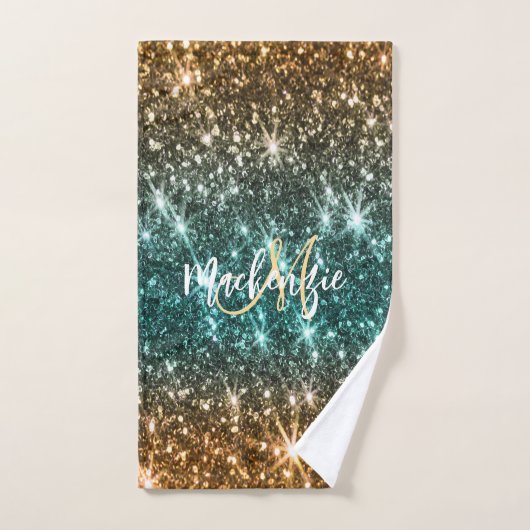 明るいカラフルグリッター バスタオルセット (ハンドタオル)