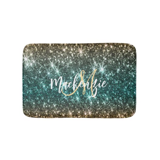 明るいカラフルグリッター バスマット (正面)