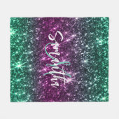 明るいカラフルグリッター フリースブランケット (正面(横))