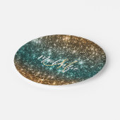 明るいカラフルグリッター ペーパープレート (アングル)