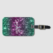 明るいカラフルグリッター ラゲッジタグ (正面横)