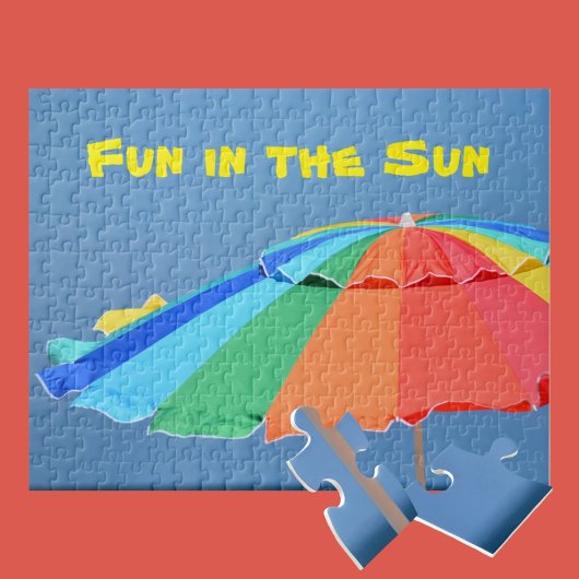 明るいカラフルサニ数々のー色のビーチ傘 ジグソーパズル