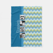 明るいカラフルシェブロンのフィルムストリップ写真コラージュ フリースブランケット (正面)