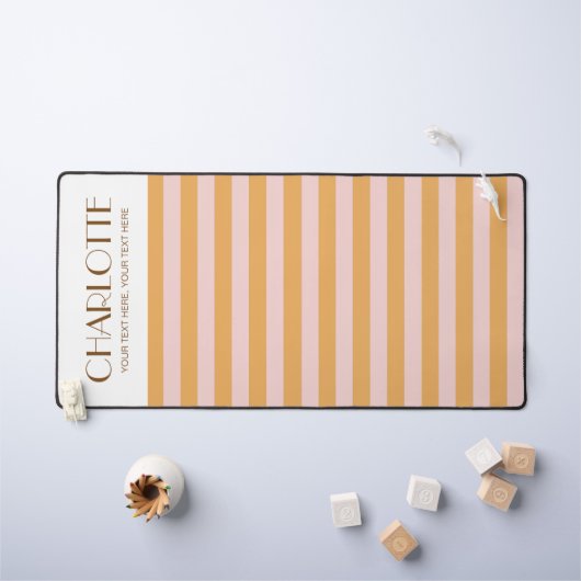 明るいカラフルスタイリッシュカラーのミニマルストライプリスト デスクマット (キッズテーブル)