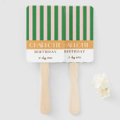 明るいカラフルスタイリッシュカラーのミニマルストライプリスト ハンドファン (正面&裏面)