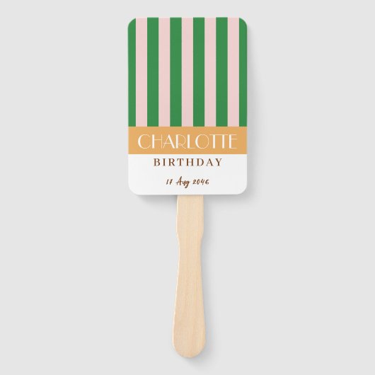 明るいカラフルスタイリッシュカラーのミニマルストライプリスト ハンドファン (正面)