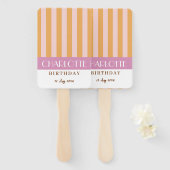 明るいカラフルスタイリッシュカラーのミニマルストライプリスト ハンドファン (正面&裏面)