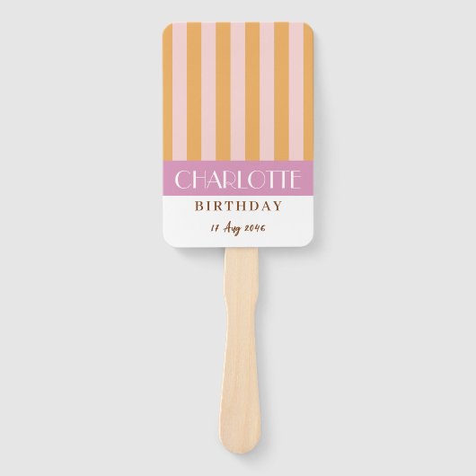 明るいカラフルスタイリッシュカラーのミニマルストライプリスト ハンドファン (正面)