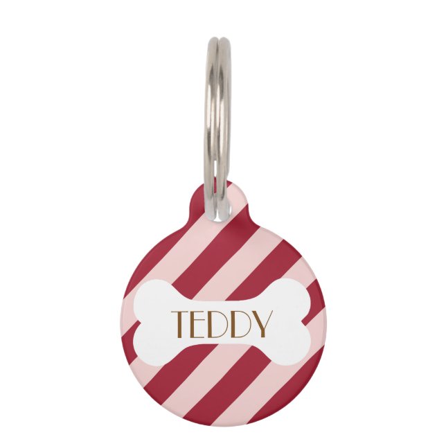 明るいカラフルスタイリッシュカラーのミニマルストライプリスト ペット　ネームタグ (正面)