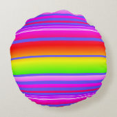 明るいカラフルストライプの虹 ラウンドクッション (裏面)