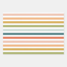 明るいカラフルストライプ紙 ラッピングペーパーシート